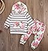 Toddler Baby Girls Floral Hooded T-Shirt Top + Pants Outfits Set Kids Clothes
