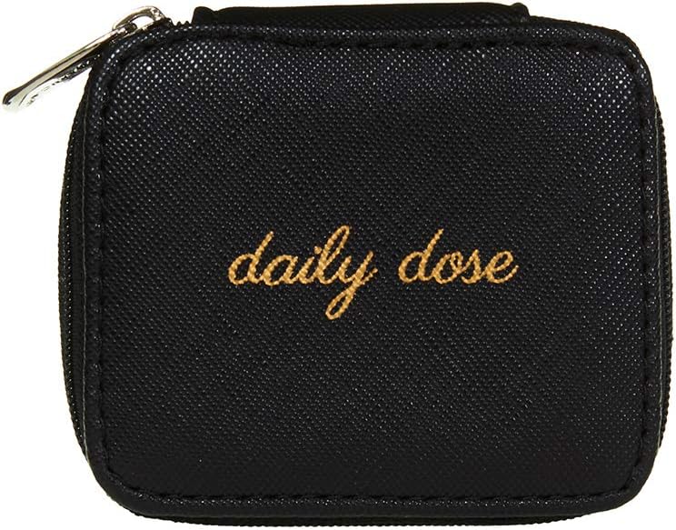 Miamica Women's Black Saffiano Pill Case Travel, Daily Dose Amazon.co
