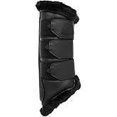 Acavallo Hind Brushing Boots Faux Leather &amp; Faux Sheepskin, Large Size, Black