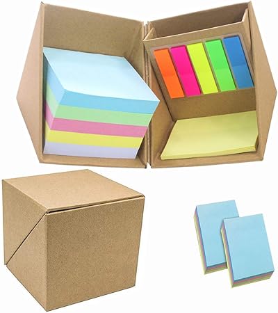 Amazon Duofire付箋 強粘着 付箋セットふせん かわいい 付箋紙 ブロックメモ マルチカラー 正方形 2個 付箋 文房具 オフィス用品