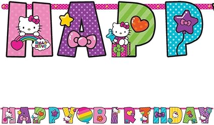 Amazon Com Amscan Hello Kitty Rainbow 10 1 2ft Letter Banner