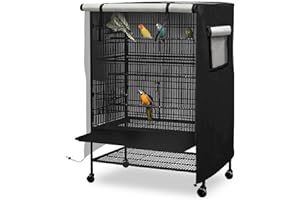 DECKALY Universal Bird Cage Cover, Dark Colored Drape for Animal Crate, Waterproof & Washable Night Cover for Cages, Distraction and Light Eliminator for Mink, Totoro, Parakeets, Parrot (XL - 38”L×23”W×51”H)