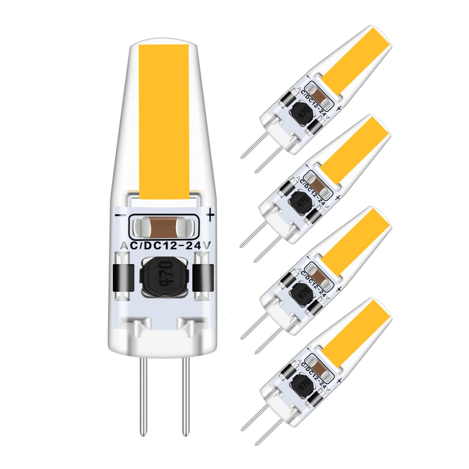 kuyamilay G4 3W LED Bulbs Dimmbar Light Bulb Warm White, Replaces 20W Halogen Bulbs,AC/DC 12-24V LED Lampen,AC 12V Led Stiftsocked,4 Pack