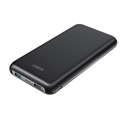 AUKEY Power Bank 20000mAh, Externer Akku mit 2 Ports & Lightning + Micro USB Eingängen, für iPhone XS/XS Max/ 8/ Plus, Samsun