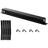 Lancher 19 Inch 1U Cable Management Horizontal Cable Rack Mount Manager with mounting Screws for Service Rack Cabinet 24 Slot Finger Duct with Cover