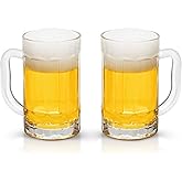 COKTIK 2 Pack Heavy Large Beer Glasses with Handle - 14 Ounce Glass Steins, Classic Beer Mug glasses Set