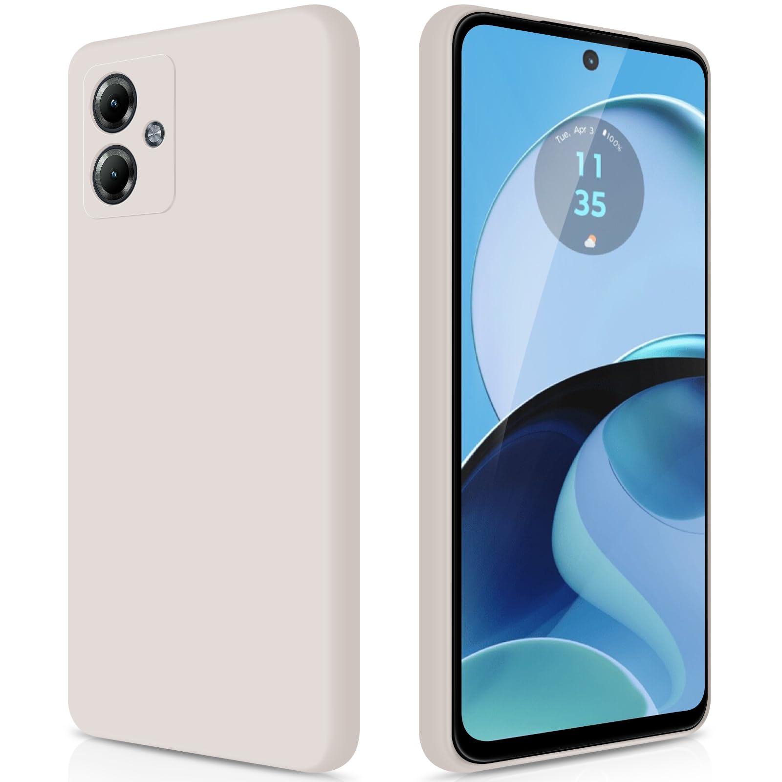 GiiYoon Case Compatible with Motorola Moto G14, Silky-Soft Touch Full-Body Protective Phone Silicone Case, Shockproof Cover with Microfiber Lining, White — image 1