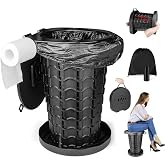 maliven Upgrade Portable Toilet for Adults, Extra Large Seat Travel Potty with Bags &amp; Carry Handle, 18.7" Tall Adjustable Height, Collapsible Toilet for Camping, Hiking, Beach, RV and Emergency Use