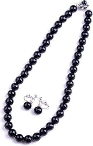 Amazon Aurora ブラックオニキスネックレス イヤリングorピアス２点セット 10mm丸珠 ブラックオニキス イヤリング ネックレス 通販