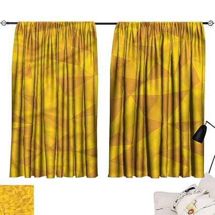 Amazon Com Linen Curtains Yellow Abstract Mosaic Design 54 X84