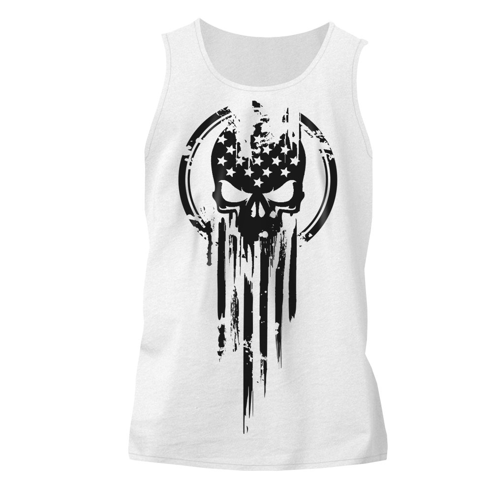 American Warrior Flag Skull Military T-Shirt