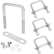 Square U-Bolt Kit: 1/2-13 X 3-1/8" X 4-3/8" With Nuts & Washers - 304 Stainless Steel
