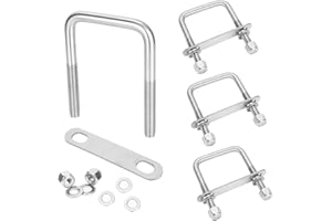 4Pack Square U-Bolts Stainless Steel U Bolts 3-1/8" Inner Width Boat Trailer Ubolts with Washers and Nuts, Replacement Parts 