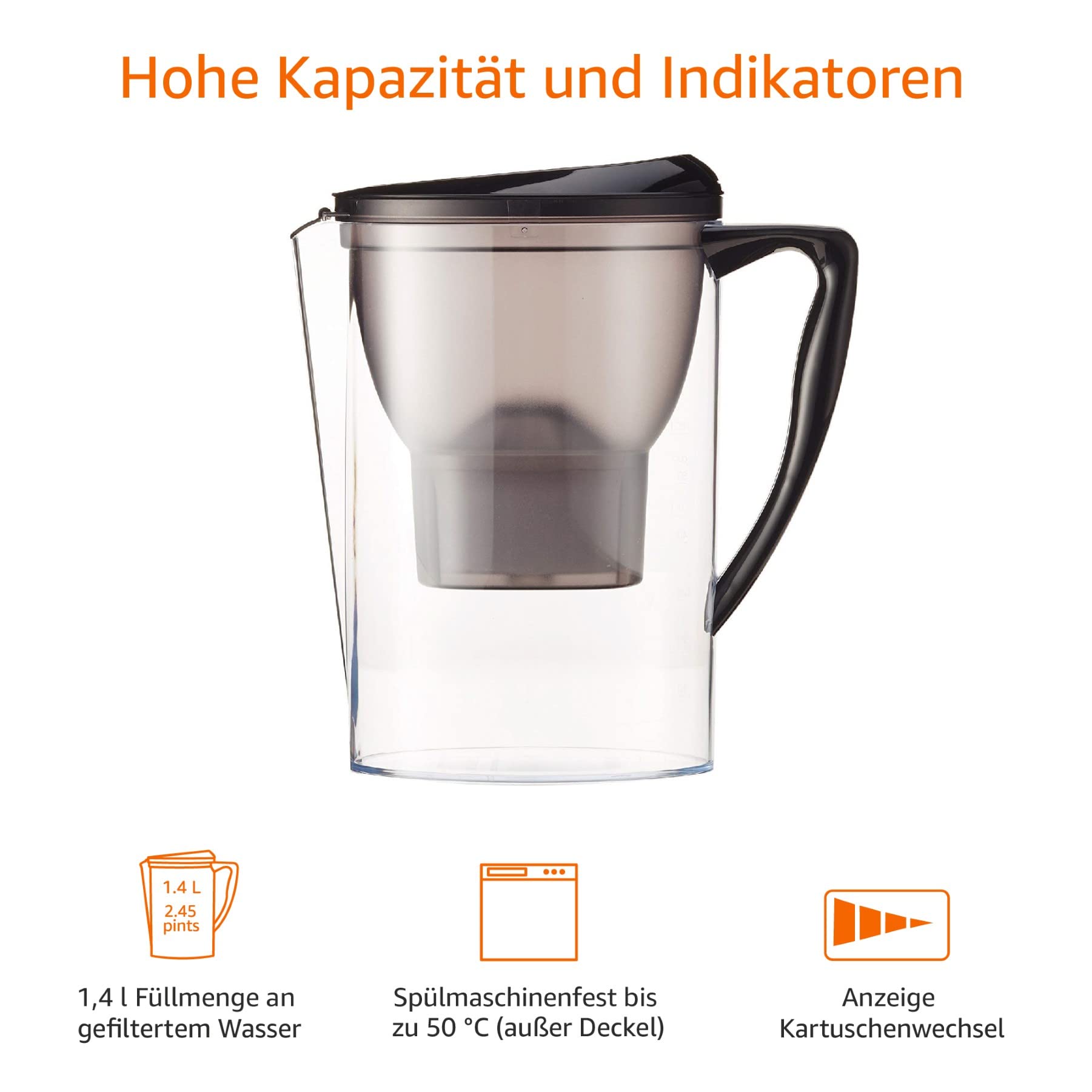 Amazon Basics Wasserfilter 2,3 Liter - Schwarz 3