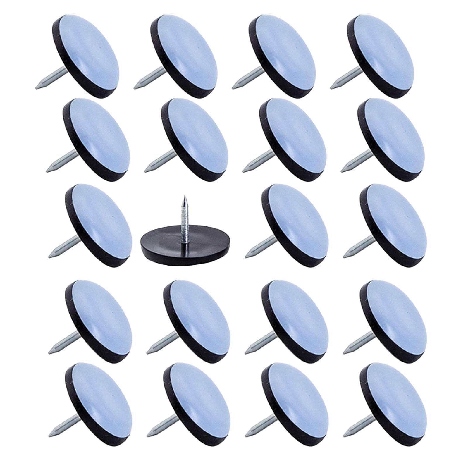 NIYATA NIYATA 20pcs Teflon Furniture Sliders, 30mm Chair Leg Floor Protectors, Furniture Glides with Nail for Easy Moving on Carpet Hardwood Tile (Grayish Blue)