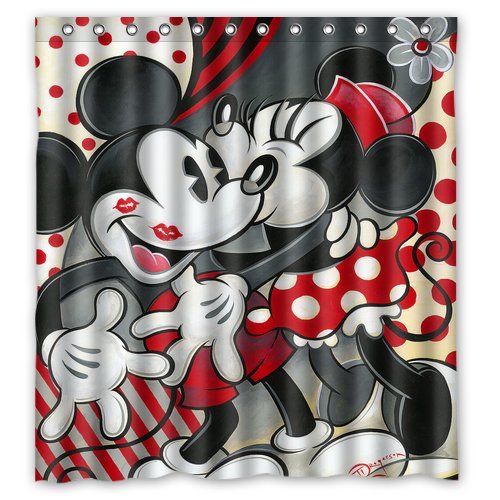 Artswow Mickey And Minnie Kiss Custom Shower Curtain 60" X