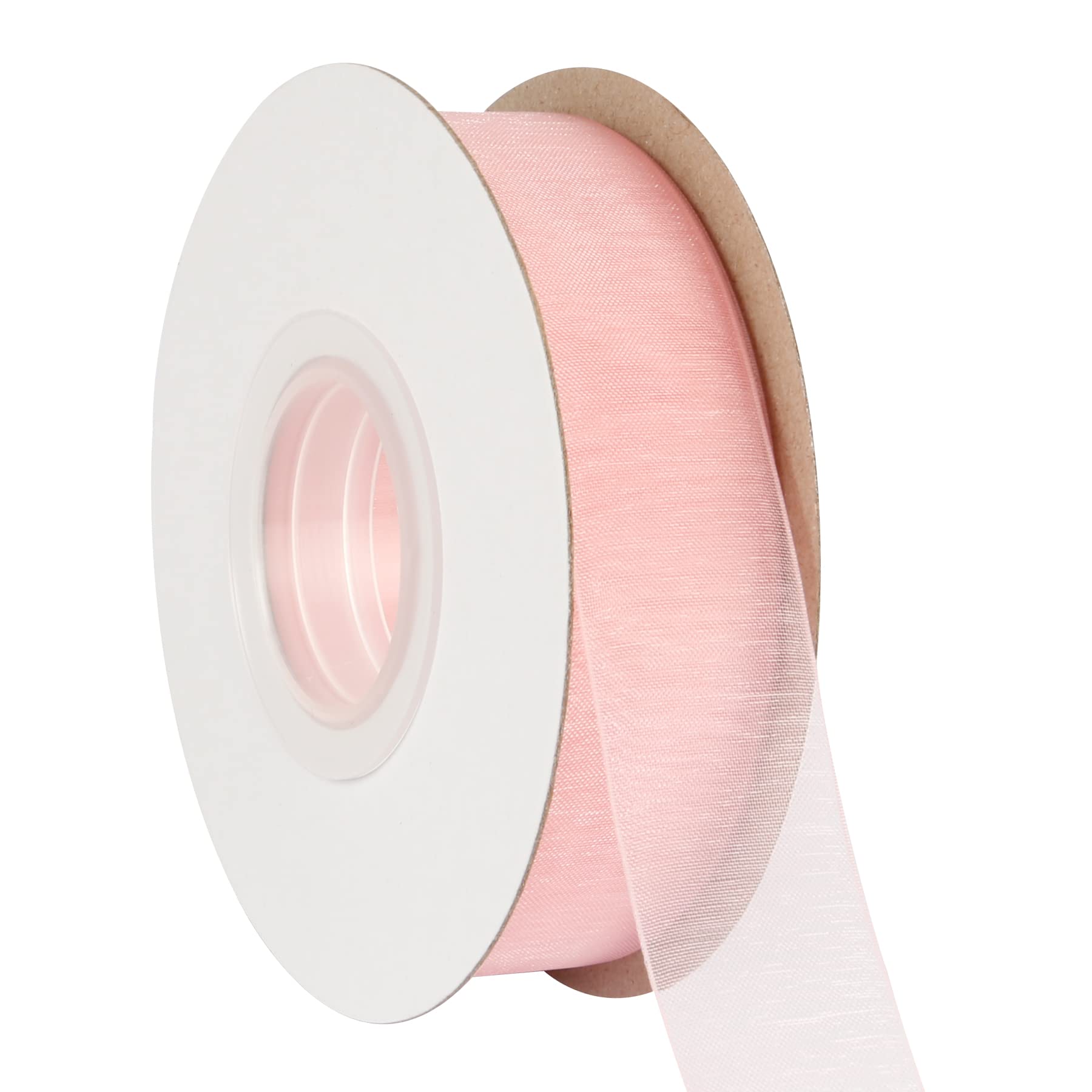 AVANAVA 25mm Wide Sheer Organza Ribbon Multi-Colors for Gift Wrapping Bouquet Wedding Decoration Floral Arrangement - 45 Meters (Pink)