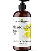 Sweet Essentials Premium Organic Meadowfoam Seed Oil, Imported From Canada, 16oz with Pump, 100% Pure, Cold Pressed - For Hair, Skin and Nails | Perfect Carrier Oil | Also Excellent For Mature Skin