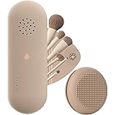 FantasyDay Silicone Makeup Brush Holder Travel + Puff Case, Protable Cosmetic Bag Makeup Brush Organizer Makeup Brush Case - Soft & Compact, Anti-Fall Out Design - A