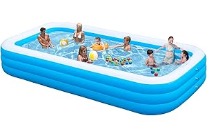 Big Inflatable Pool for Adults，Lylting 145"x74"x22" Extra Large Thickened Blow Up Pool for Summer Water Party