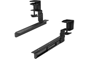 VIVO Height Adjustable Clamp and 12 inch Rail Set for DIY Custom Wooden Keyboard Trays (Tray Not Included), Under Desk Pull Out Slider Track with C-clamp Mount System, Black, MOUNT-RAIL02H