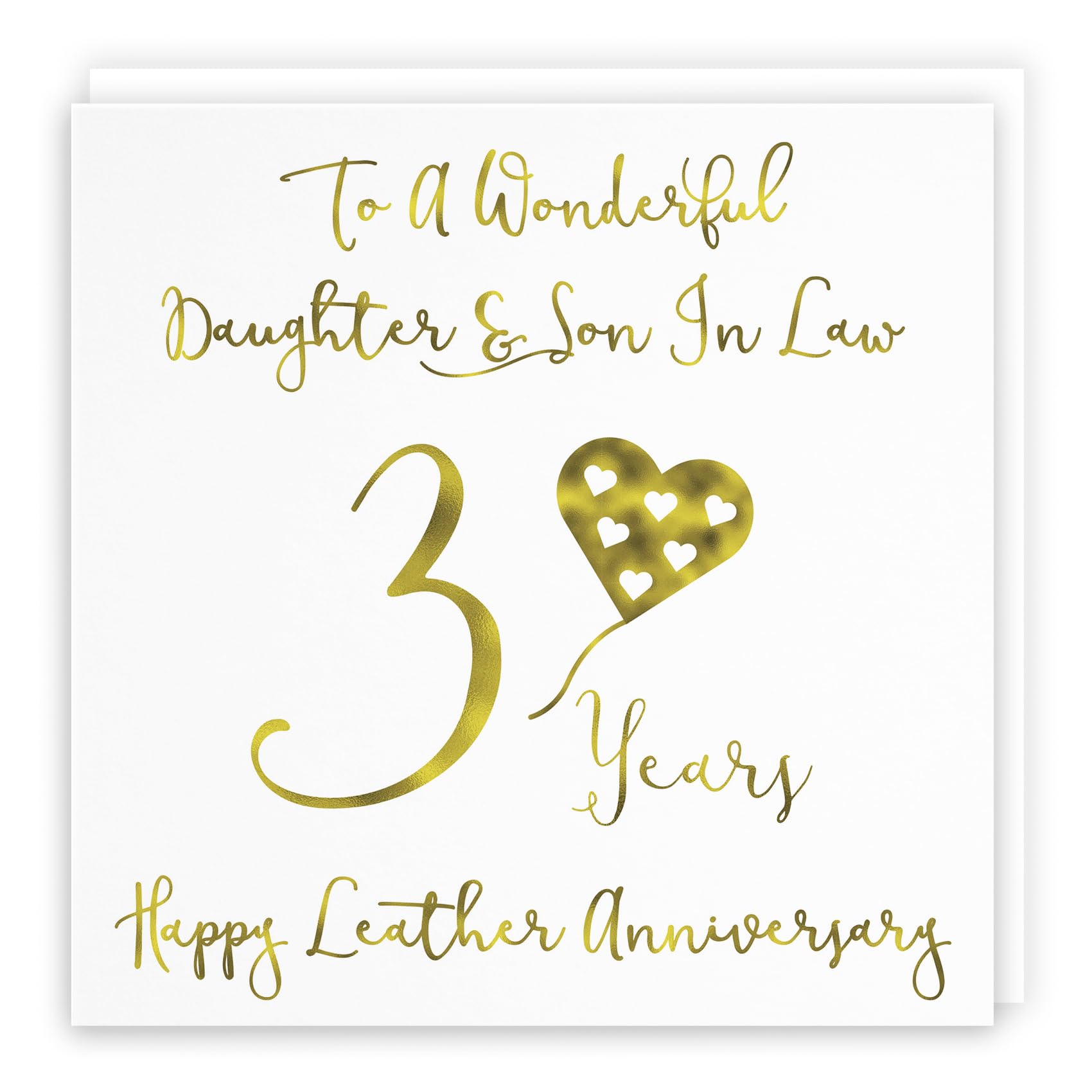 Hunts England - Large Daughter And Son In Law 3rd Anniversary Card - To A Wonderful Daughter & Son In Law - 3 Years - Happy Leather Anniversary - Milano Collection - Large - 210 x 210 mm — image 1