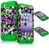 Bastex Heavy Duty Bastex Hybrid Case for Apple iPhone 4, 4s - Dark Green Silicone with Retro Design Hard Shell