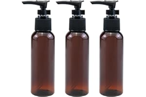 CIXLOGIC 3pcs 100ml Brown Plastic Pump Dispenser Bottles, Refillable Empty Bottle Container with Pump for Conditioner Liquid 