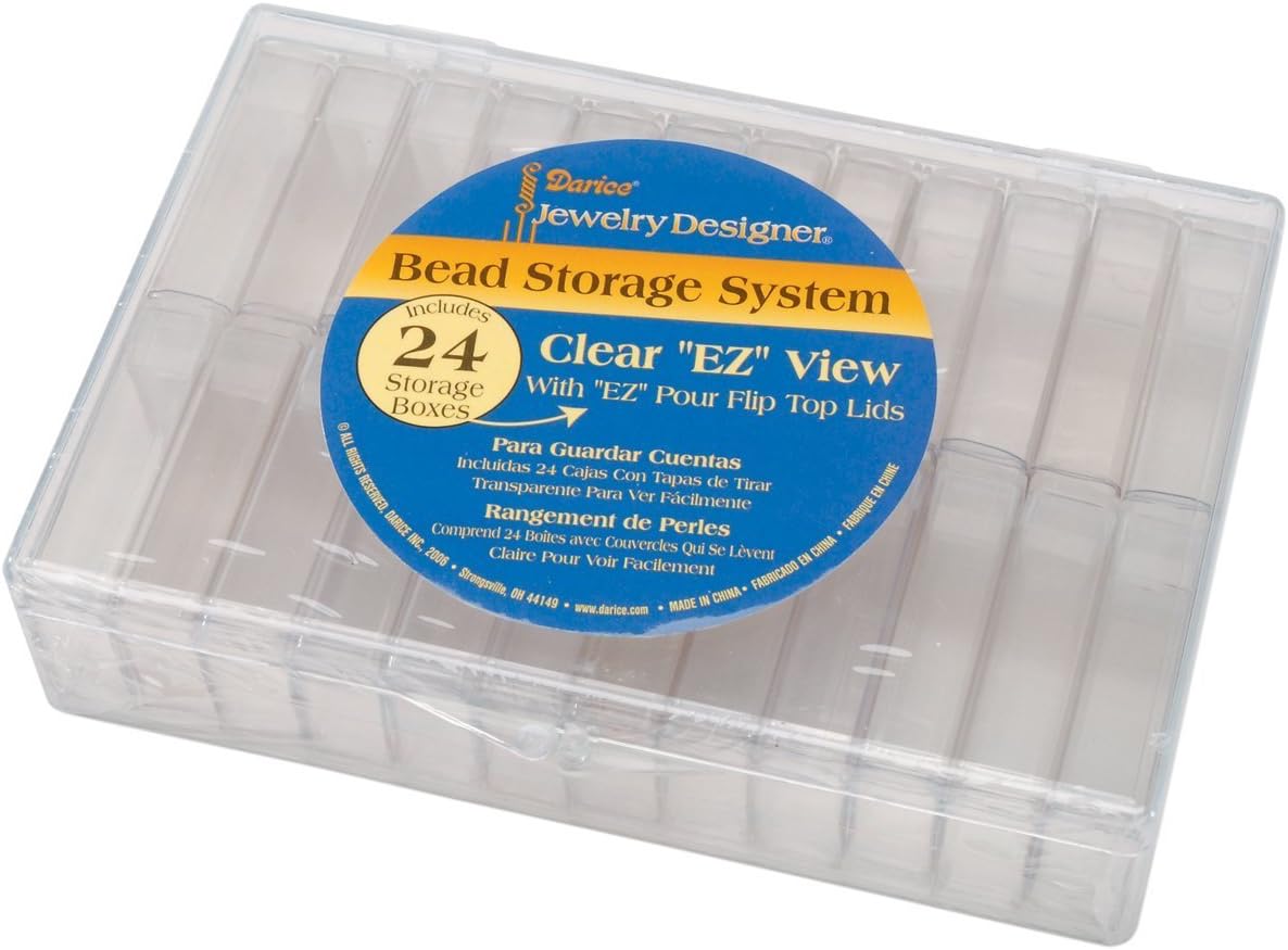 Crafts Plastic Seed Bead Container Storage Box Organizer w/ 24 Flip Top