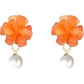 QIAOLEHUI Flower Pearl Cluster Earrings for Women Pearl Floral Stud Earrings Jewelry for Her Wedding Birthday Anniversary