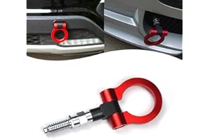 dawfall Pack-1 Car Front Bumper Pull Ring, Universal Car Front Bumper Screw-on Tow Hook, Multi-Functional Modification Connection Accessory, Compatible with Volkswagen/BMW E30 E34 E36 E39 E46 (Red)