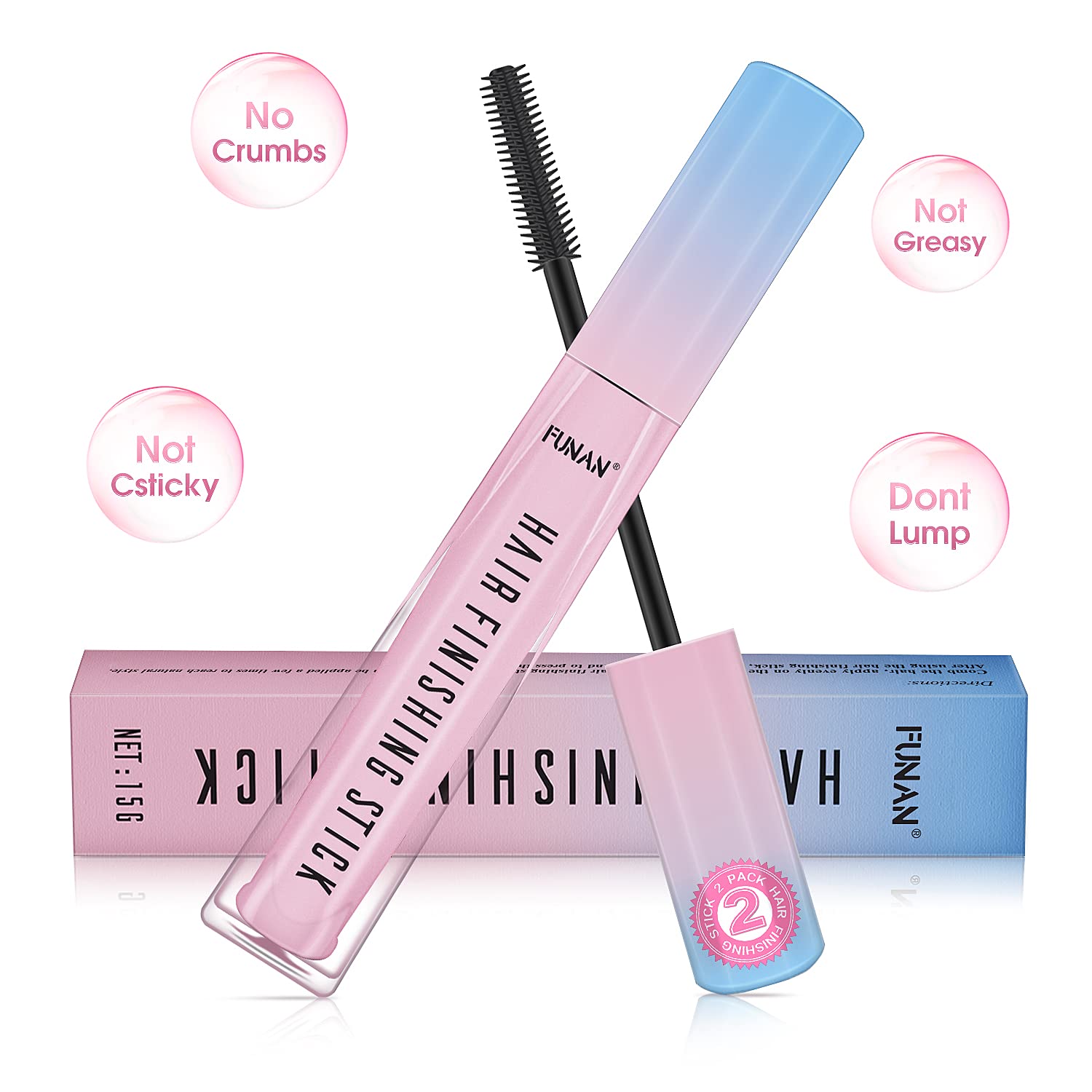 Hair Finishing Stick 2 Pack, Flyaway Feel Stick Hair, Small Broken Hairs Finishing Cream, Non-Greasy and Non-Sticky