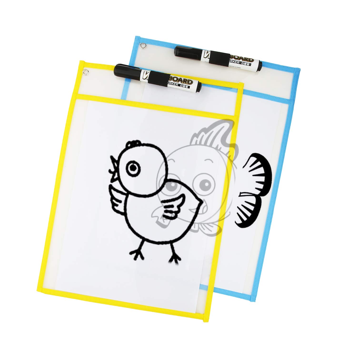 SUNEE Dry Erase Pocket Sleeves Assorted Colors (30 Pack)