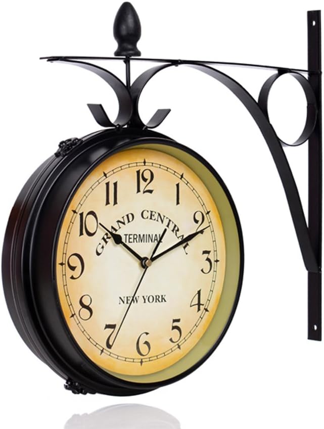 Nostalgic Retro Double Sided Wall Clocks Home Decor Mute Iron Art Hanging Clock