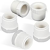 Wenqik 5 Pcs PVC Pipe Fitting 3/4" Male Thread to 1/2" Female Thread | Reducer Bushing, PVC Adapter Pipe, Fittings Male to Female Threaded Pipe Sink Drain Adapter, for Connecting Pipe