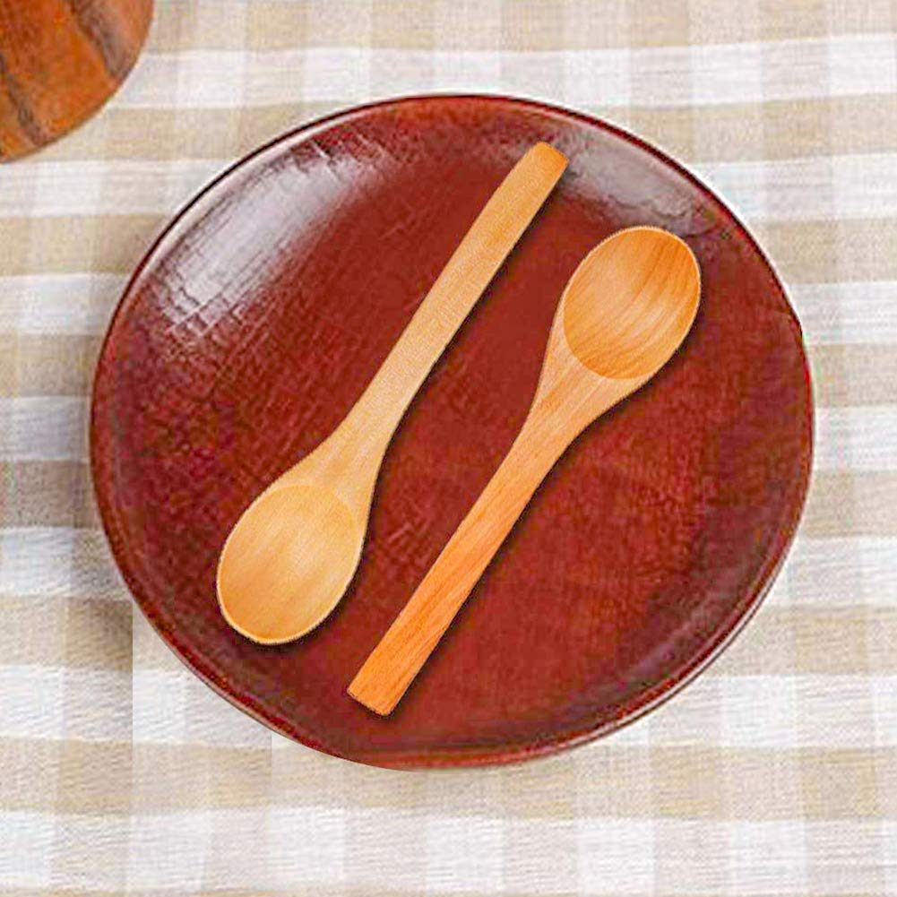 HansGo Small Wooden Spoons, 12PCS Small Soup Spoons Serving Spoons Wooden Teaspoon for Coffee Tea Jam Bath Salts