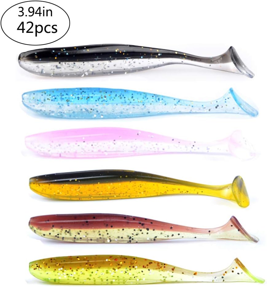 East Rain Transparent Shad Minnow Soft Bait with Tail for Fishing Lures Suitable for All Kinds of Rigs(PVC,2Size,6 Color Options)