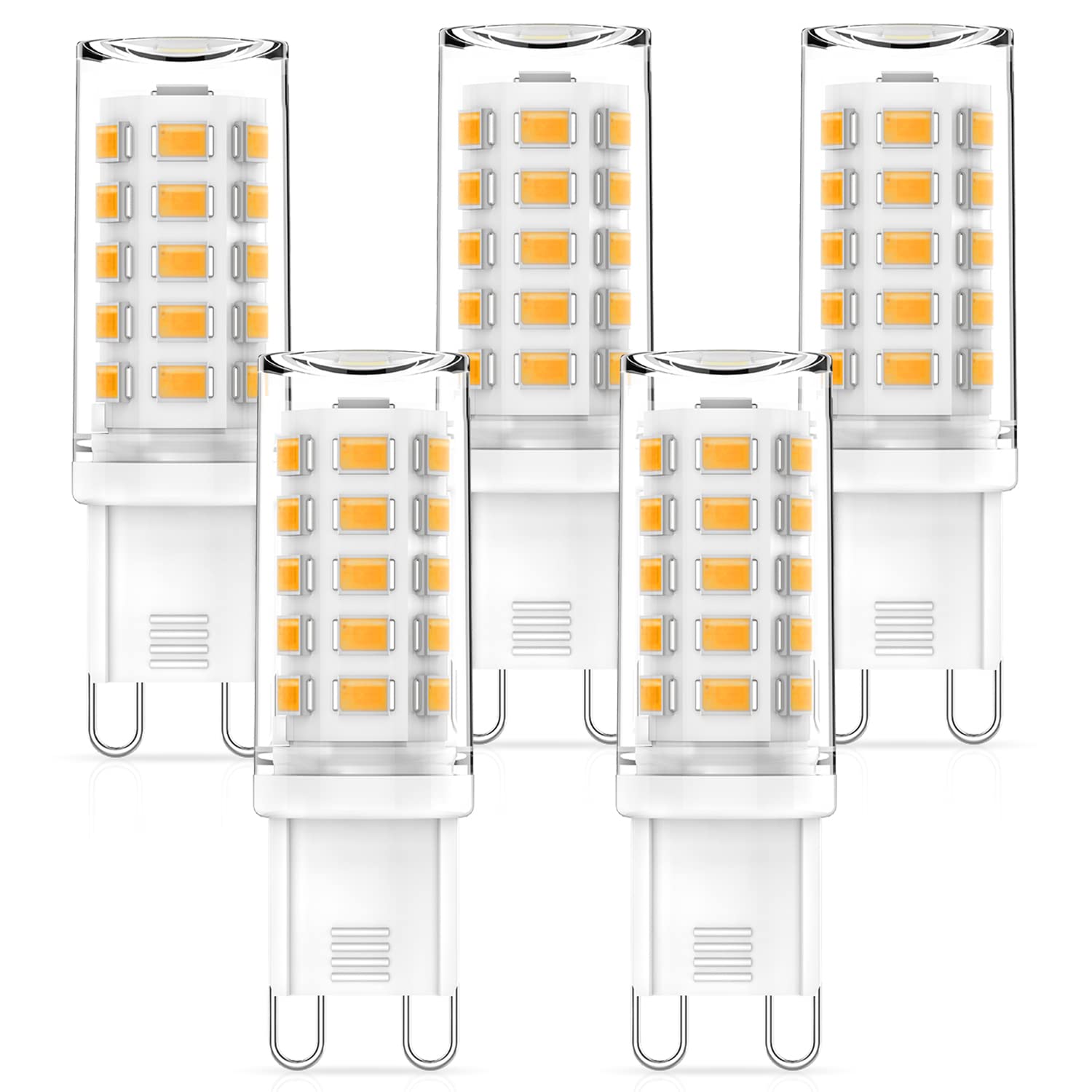 RuLEDne G9 LED Dimmable Bulbs 3 W Warm White 2700 K Bulbs Replacement for 40 W 50 W Halogen Bulbs, 360° Beam Angle, No Flickering, CRI> 83, AC 220-240 V, Standard G9 Socket LED G9 Bulbs, Pack of 5
