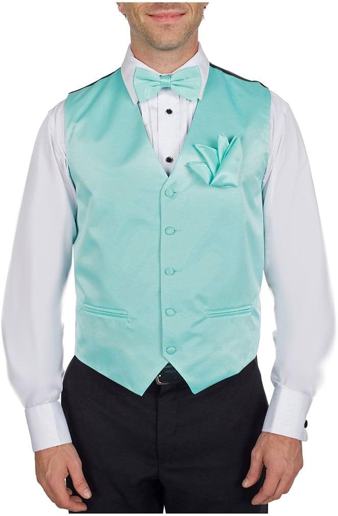 turquoise tuxedo vest and tie