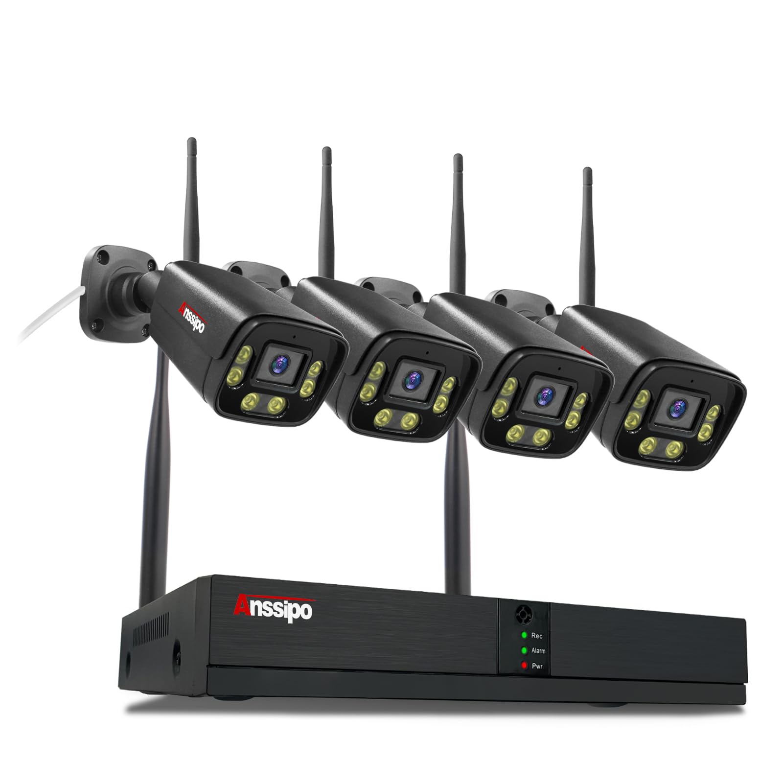 4K Wireless Security Camera System Outdoor Indoor, 4X 3MP Plug in WiFi ...