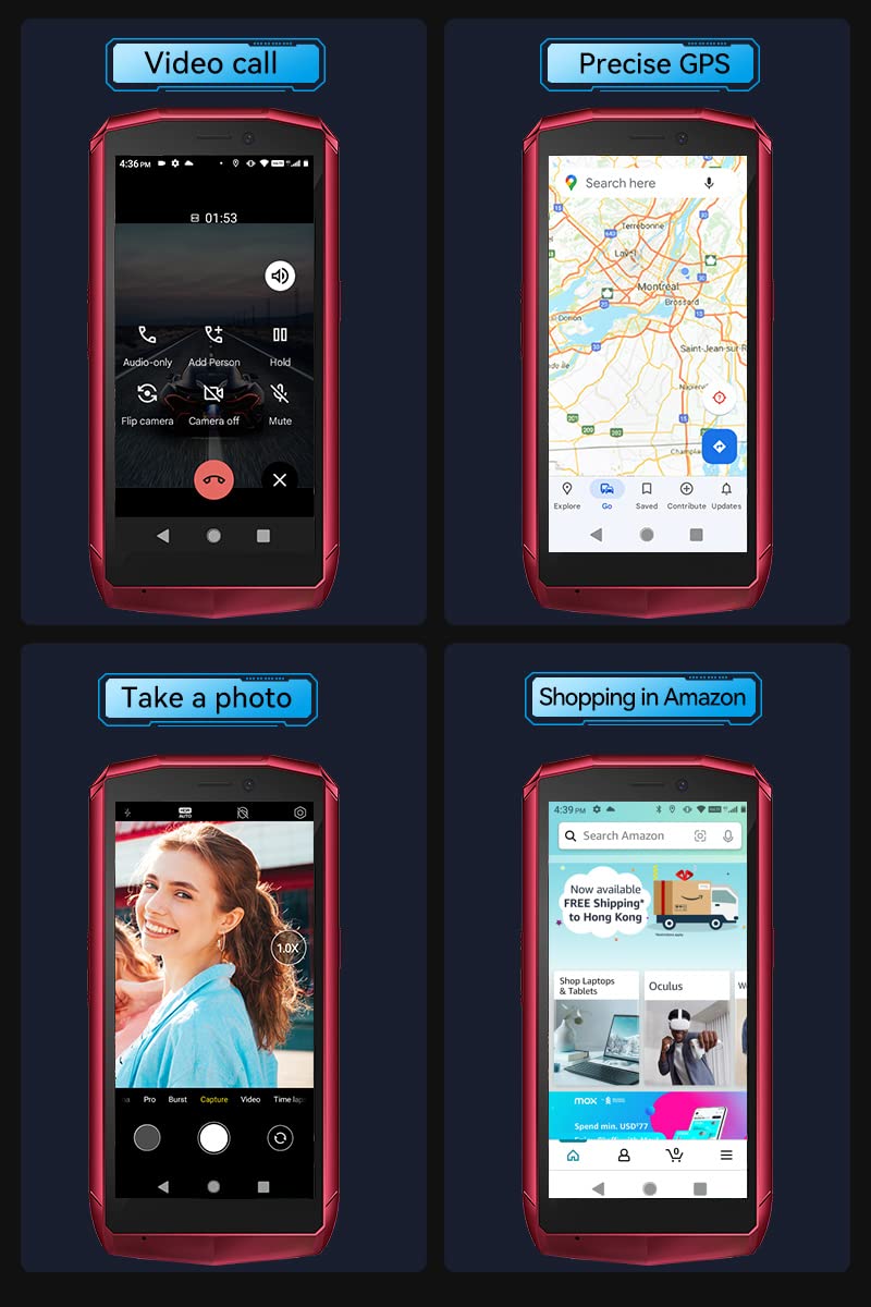 CUBOT Pocket 4.0 inch Mobile Phone, 4G Smartphone SIM Free Phones Unlocked, Android 11 Small Phone,16MP Camera,3000mAh,4GB+64GB/128GB Extension,Face ID/NFC/GPS (Black+Red)