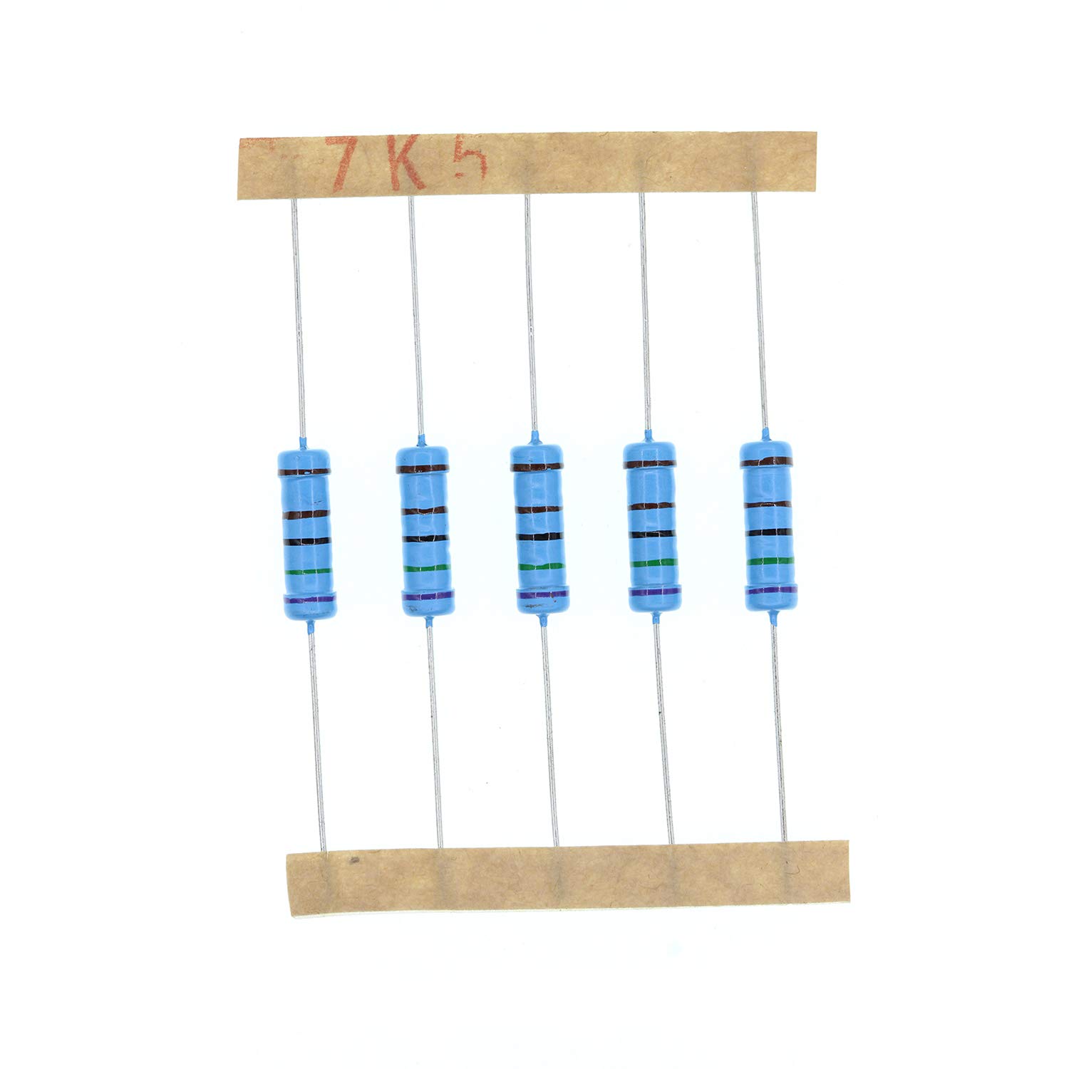 HUABAN 50PCS 2 Watts 2W 7K5 Ohm 1% Metal Film Resistor