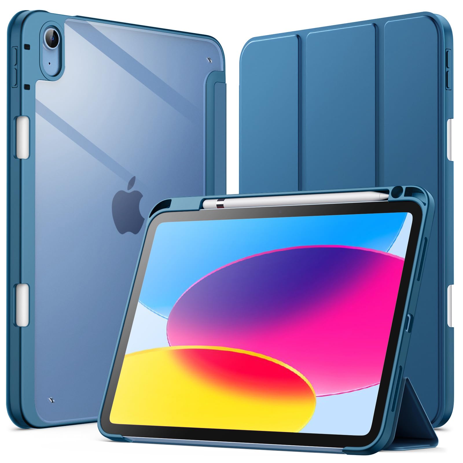 JETech Case for iPad (A16) 11th/10th Generation (2025/2022) with Pencil Holder, Clear Transparent Back Shell Slim Stand Shockproof Tablet Cover, Auto Wake/Sleep (Teal) — image 1