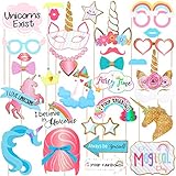 LUOEM Unicorn Photo Booth Props Unicorn Party Supplies Funny Rainbow Unicorn Pegasus Photo Props for Unicorn Baby Shower Birthday Party Decoration Favors Supplies 30-Pack