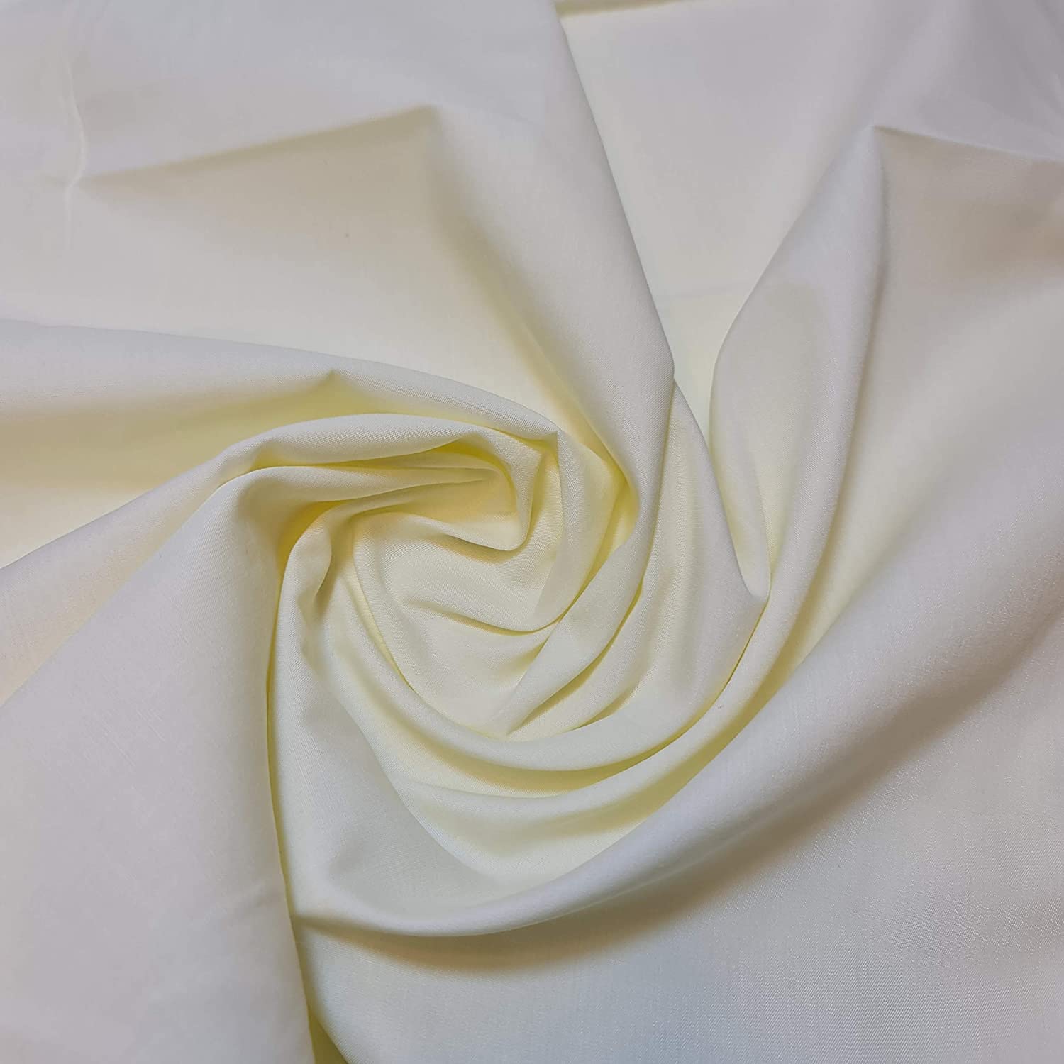 Textile Station Plain/Solid Dyed Polyester Polycotton Dress Craft Fabric Material 44" - 112 cm Wide Sold As 1 Meter Pre - Cut Lengths (Available in 42 Colours) (Cream, 2 Meter)