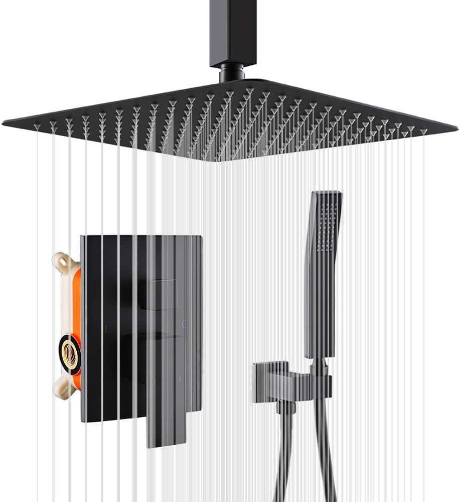 KOJOX Ceiling Rain Shower System with High Pressure 12 inch Rain Shower
