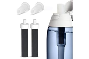 Oxyooh 2Pcs Brita Water Bottle Filter & 2Pcs Mouthpiece Replacement, Compatible with Brita Water Bottle Bite Valve Replacement Parts & Stainless Steel Filter Bottle