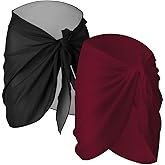 2 Pieces Sarong Coverups for Women Bathing Suit Wrap Swimsuit Skirt Beach Bikini Cover up Swimwear Chiffon