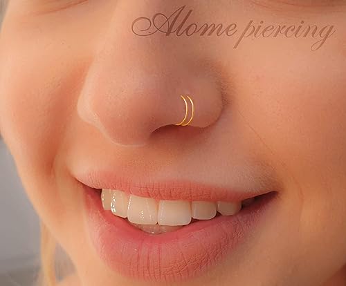 Nose Jewelry Fake Nose Piercing Hoop Gold Double Fake Nose Ring