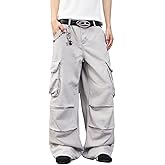 DFGIGT Mens Denim Baggy Pants with Cargo Pockets Mid Weight Casual Streetwear Wide Leg Jeans Hip Hop Skater Trousers